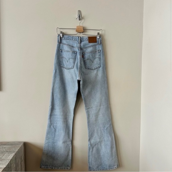 LEVI’S-BLUE Ribcage Split Flare Jeans (Size:27) - Picture 3 of 14